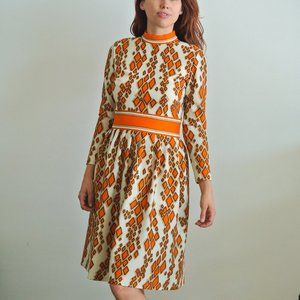 Vintage Orange Long Sleeve Dress